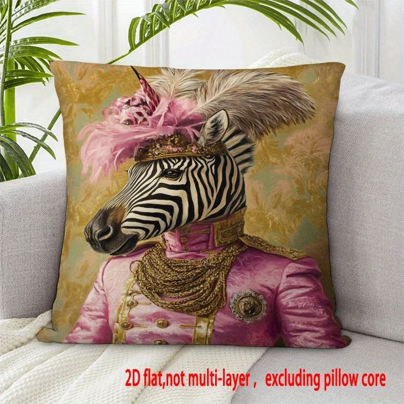 2D Flat Vintage Royal Zebra Print Throw Pillow Cover Luxury Pink Gold Home Decor Cushion Case