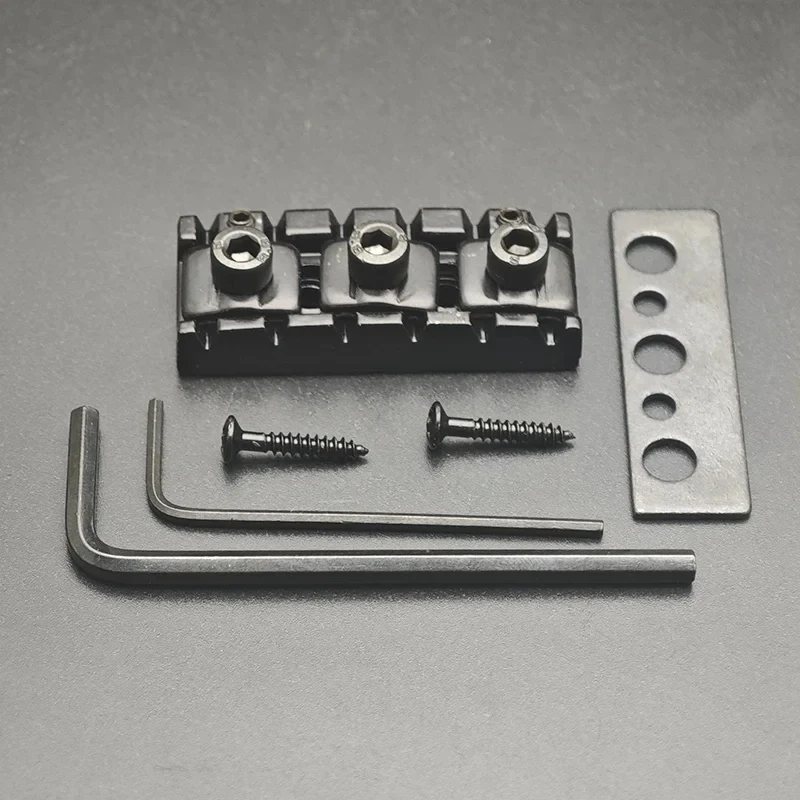 

Металлическая регулируемая стопорная гайка для гитары 42,5x16 мм, фиксатор струн с винтами под шестигранник, черная/серебристая, запчасти для гитары