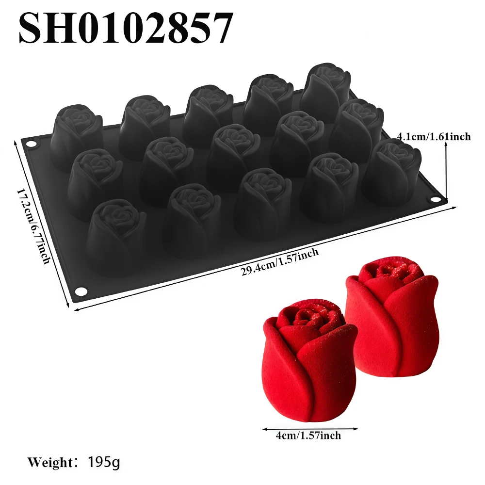 French Mousse Cake Molds Valentine's Day Pastry Baking Tools Rose Bud Design Silicone Cake Moulds Food Grade Kitchen Bakeware