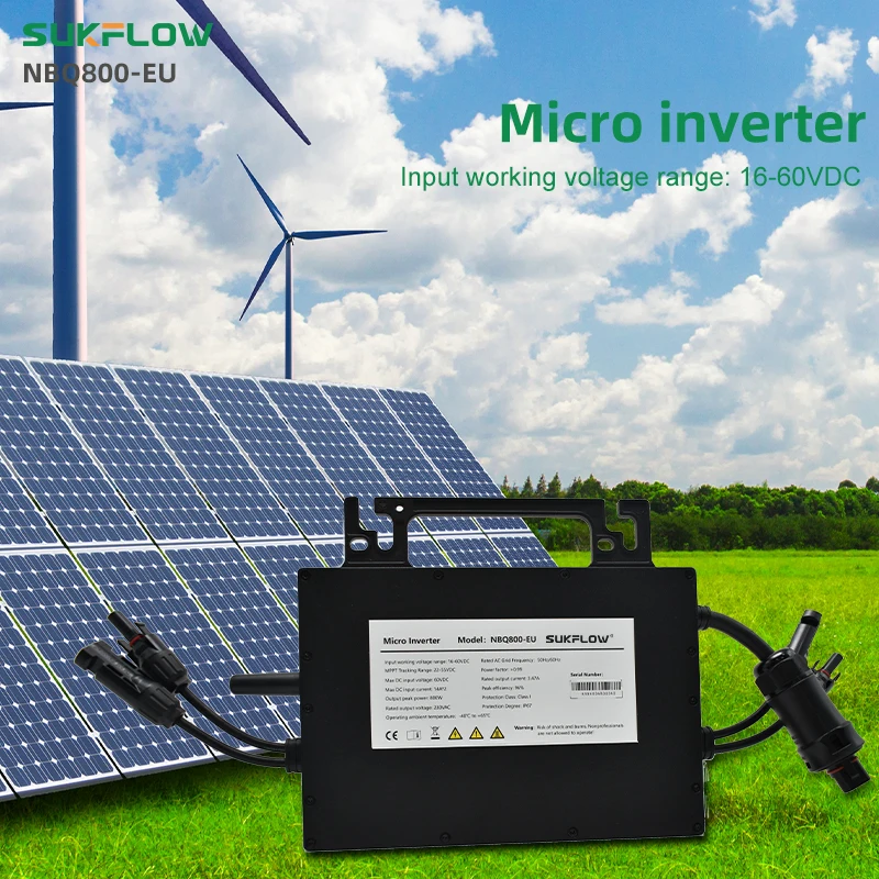 

800W 1000W Grid Mini Solar Inverter MPPT WiFi Pure Sine Wave 110V 230V Micro Inverters 16-66V DC Residential Solar Panel System