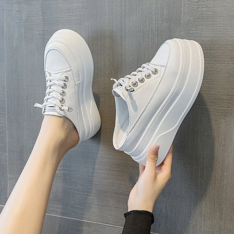 XMWRLW 2026 Spring Summer Women's Half Shoes High Heels Female Casual Platform Shoes Women White Sneakers Summer Platform Shoe