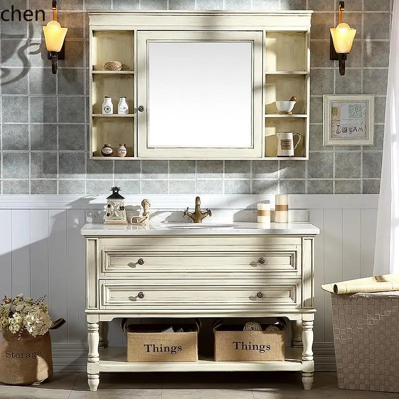 

CP combination solid wood floor-to-ceiling washbasin rock slab washbasin pool mirror cabinet bathroom washbasin cabinet