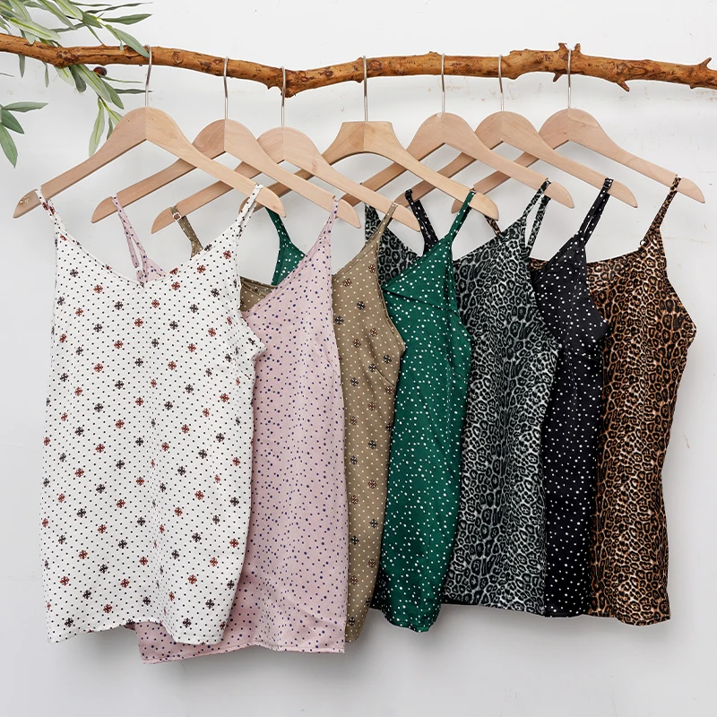 

Женские атласные топы на бретелях в горошек, сексуальные топы на тонких бретельках с v-образным вырезом без рукавов с леопардовым принтом, летняя повседневная уличная одежда, базовый жилет, камзол