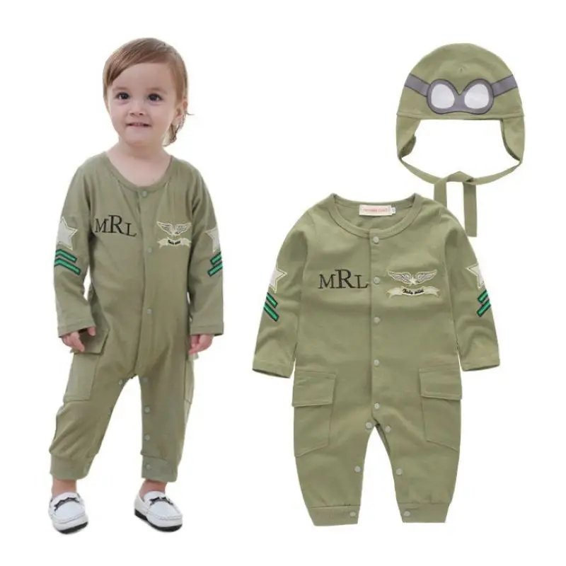Handsome Space Pilot Style Long Sleeves Baby Boy's Jumpsuits with Hat 3028