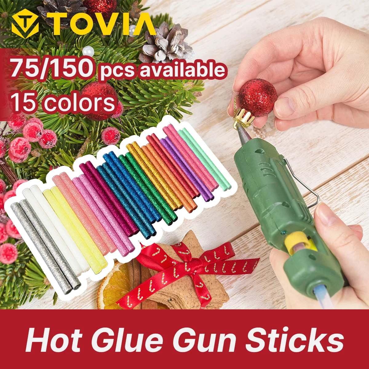 Multi-color hot melt glue stick with fine flash, 7mm*100mm, suitable for DIY, festival handmade, power tool accessories