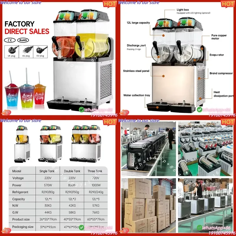 CE Certificate Moseener Commercial Stainless Steel Slushie Maker Machine 3 Tanks Slushy Maker Machine Electric Drink