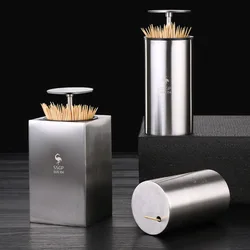 Push-type Stainless Steel Toothpick Holder Automatically Pops Up Household Portable Toothpick Box Cotton Swab Storage Box