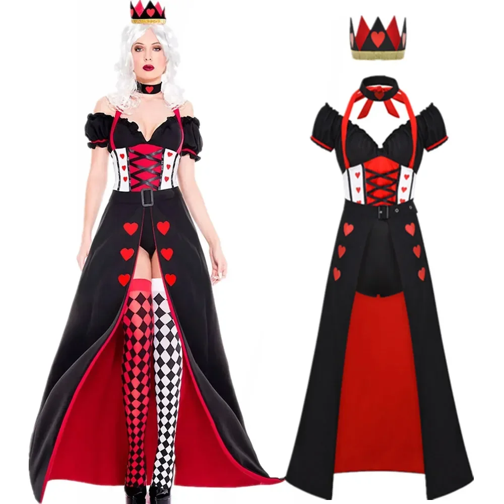 Costume de reine de poker adulte S-XXL avec des chaussettes trempées Reine de poker pour les femmes Cosplay Pourim Halloween