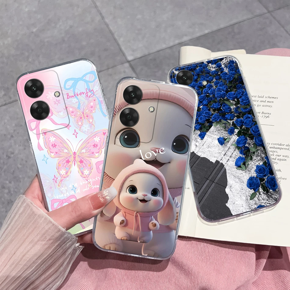 حافظة لهاتف Realme Note 60 60X Narzo N61 أنماط زهور محظوظة حافظة هاتف شفافة لهاتف Realme NarzoN 61 Note60 غطاء من السيليكون الناعم