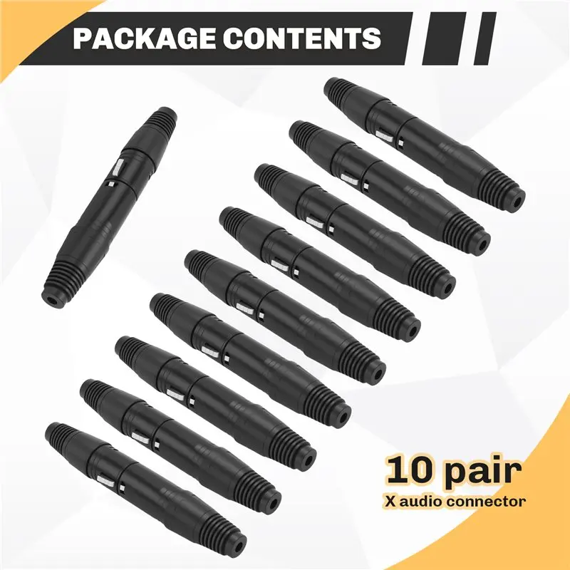 Hot Selling-10 Pairs XLR 3 Pin Microphone Audio Cables Plug Connectors Male Female MIC Snake Plug Cable Connectors,10 Pairs XLR
