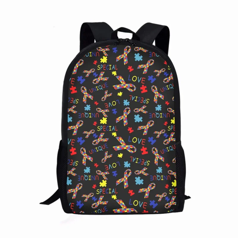 Mochila Informal con estampado para el día de la concienciación sobre el Autismo para jóvenes, estudiantes, niñas y niños, material escolar, almacenamiento diario