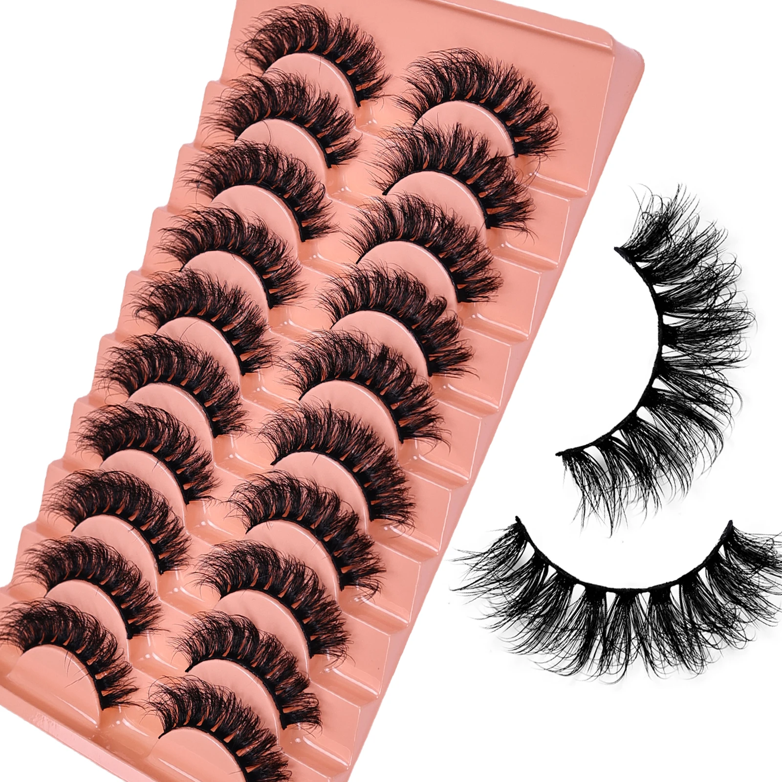 10 ペアロシアストリップまつげ厚く細いふわふわつけまつげ毎日厚いアイエンド延長乱雑まつげ