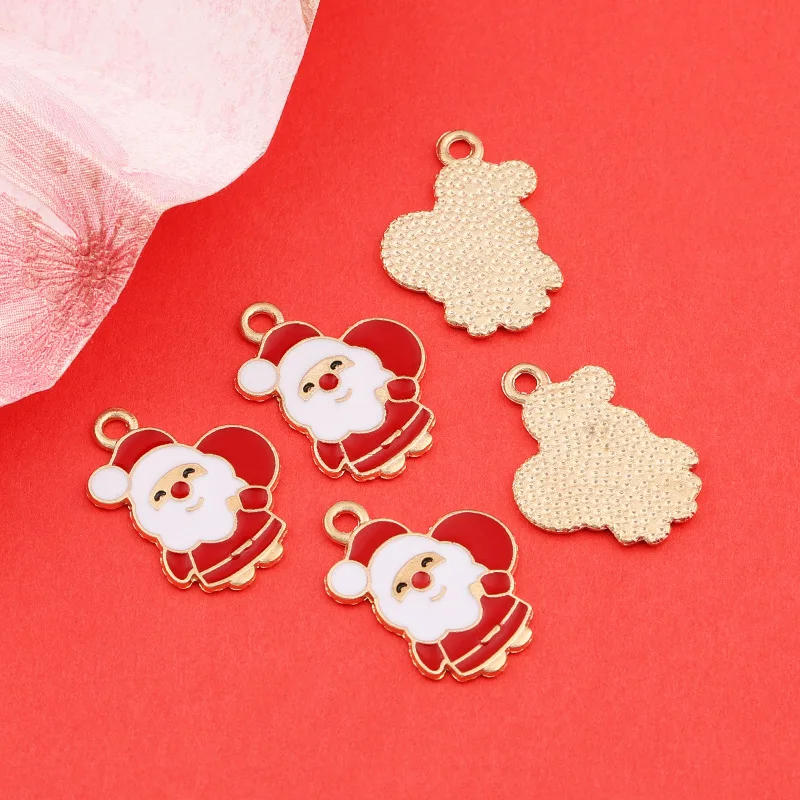 혼합 10개 크리스마스 합금 에나멜 참 - 크리스마스 산타클로스 시리즈 펜던트 DIY 팔찌 키체인 공예용 (아연 합금)