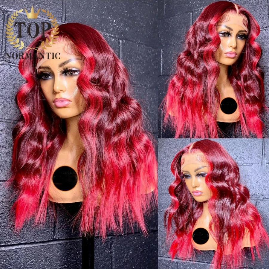 Topnormantic Highlight Color 13x6 Lace Front Wigs for Black Women Remy Brazilian Human Hair Body Wave Wig Preplucked Hairline