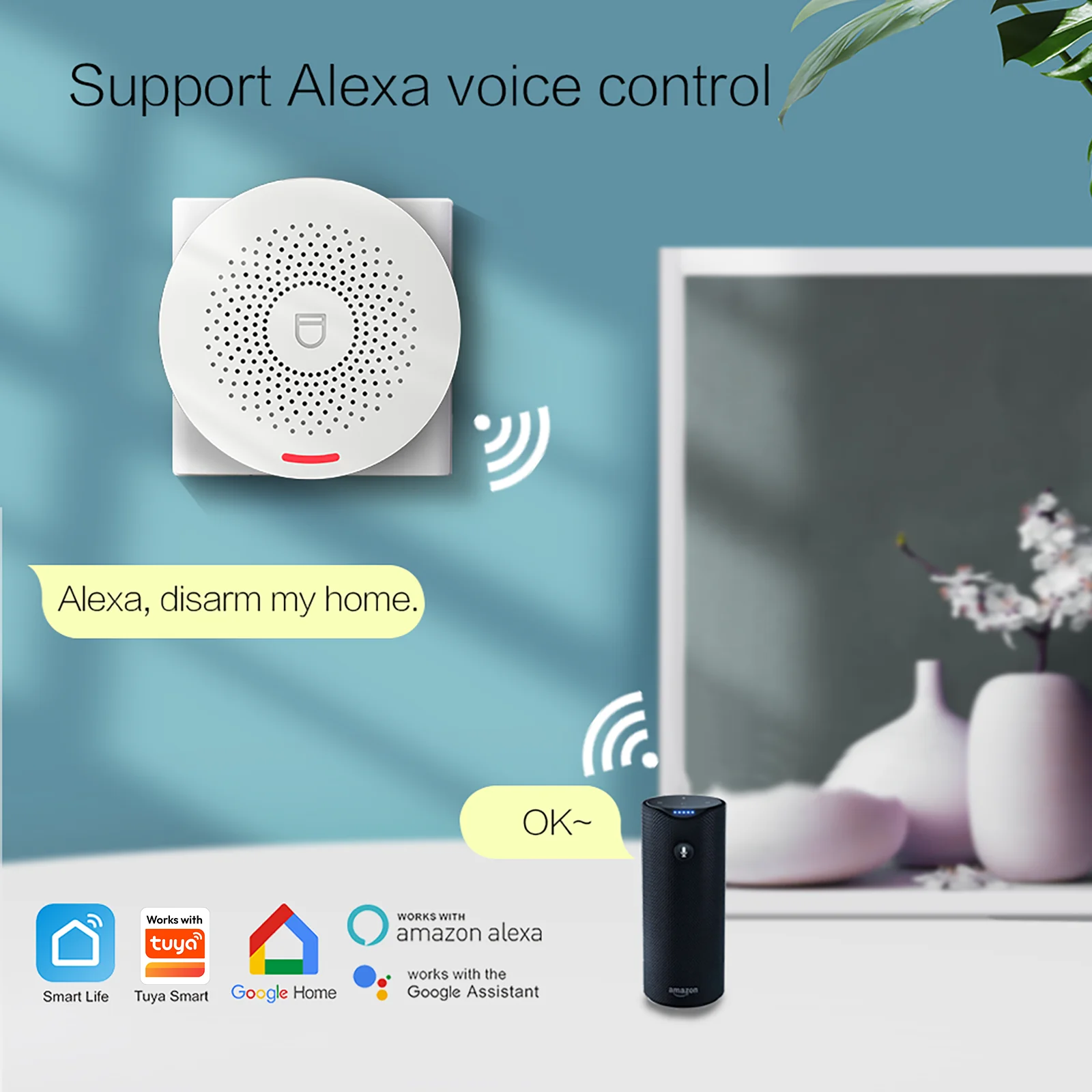 

PGST 4G GSM WiFi Alarm Security System Works with Tuya Smart Life APP Compatible with Alexa Google Home Safety Protection