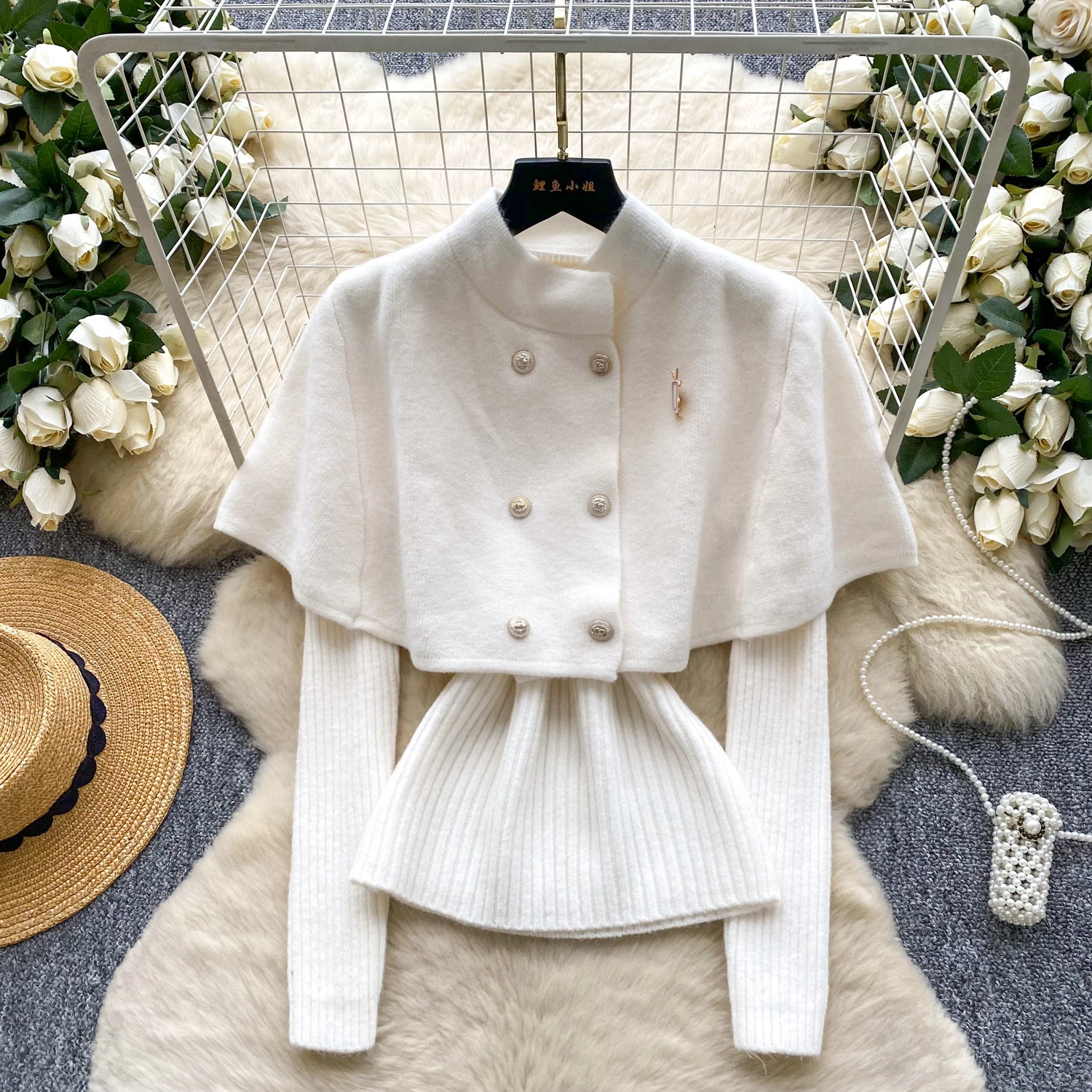 

Женские роскошные накидки на день рождения и Рождество для пожилых людей, комплект топов, женские зимние вязаные сказочные праздничные праздничные формальные деловые пальто, куртка