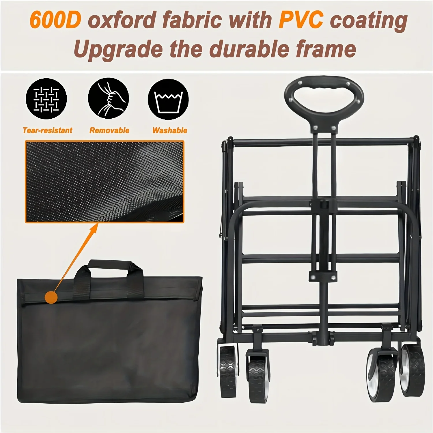 Outdoor-Van-Trolley, robust, faltbar, faltbar, mit minimalem Faltdesign, tragbarer Mehrzweck-Einkaufswagen