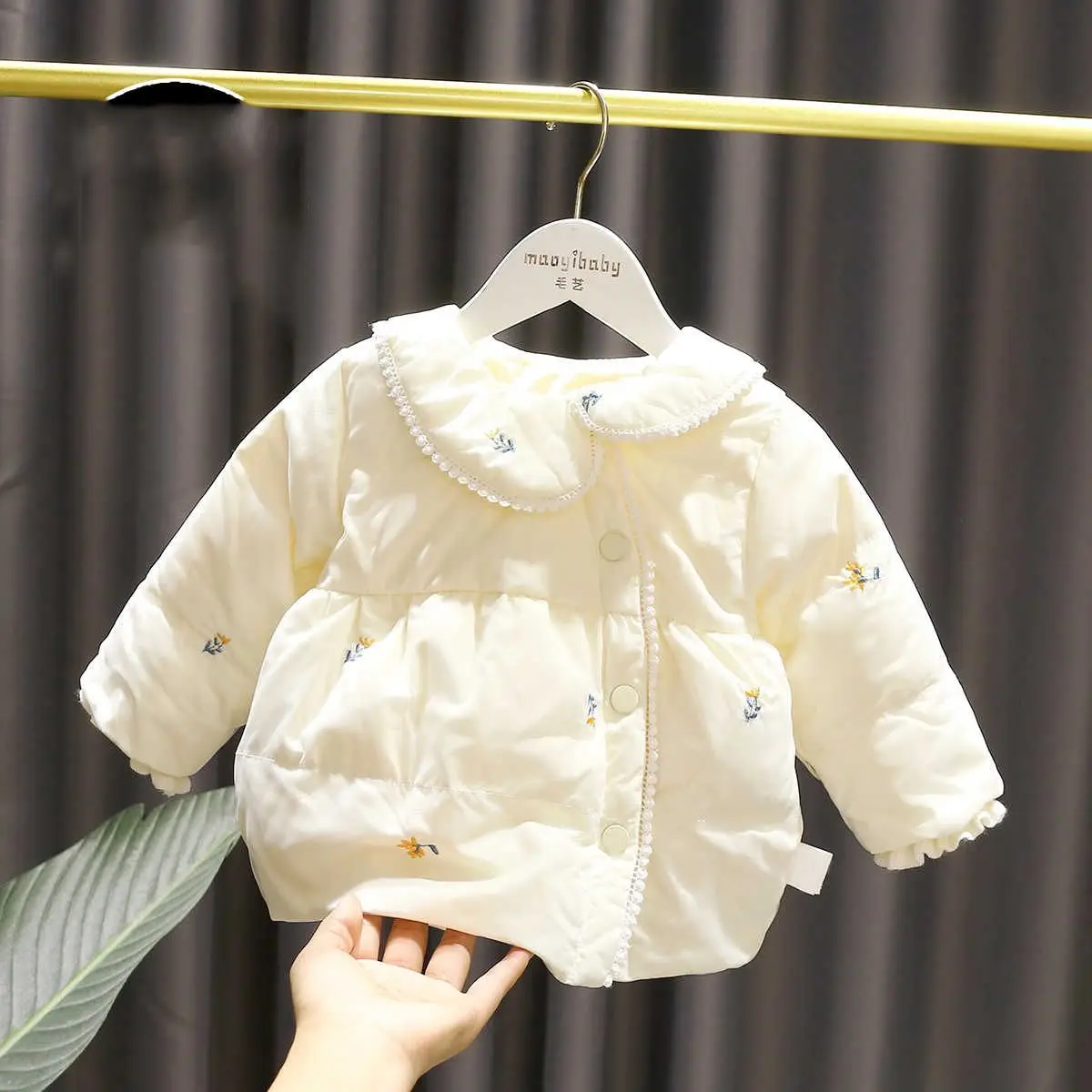 Baby Flower Cotton Coat 2024 Outerwear Children Thick Winter Cotton Coat Stylish New Girls Winter Warmth Cute Coat