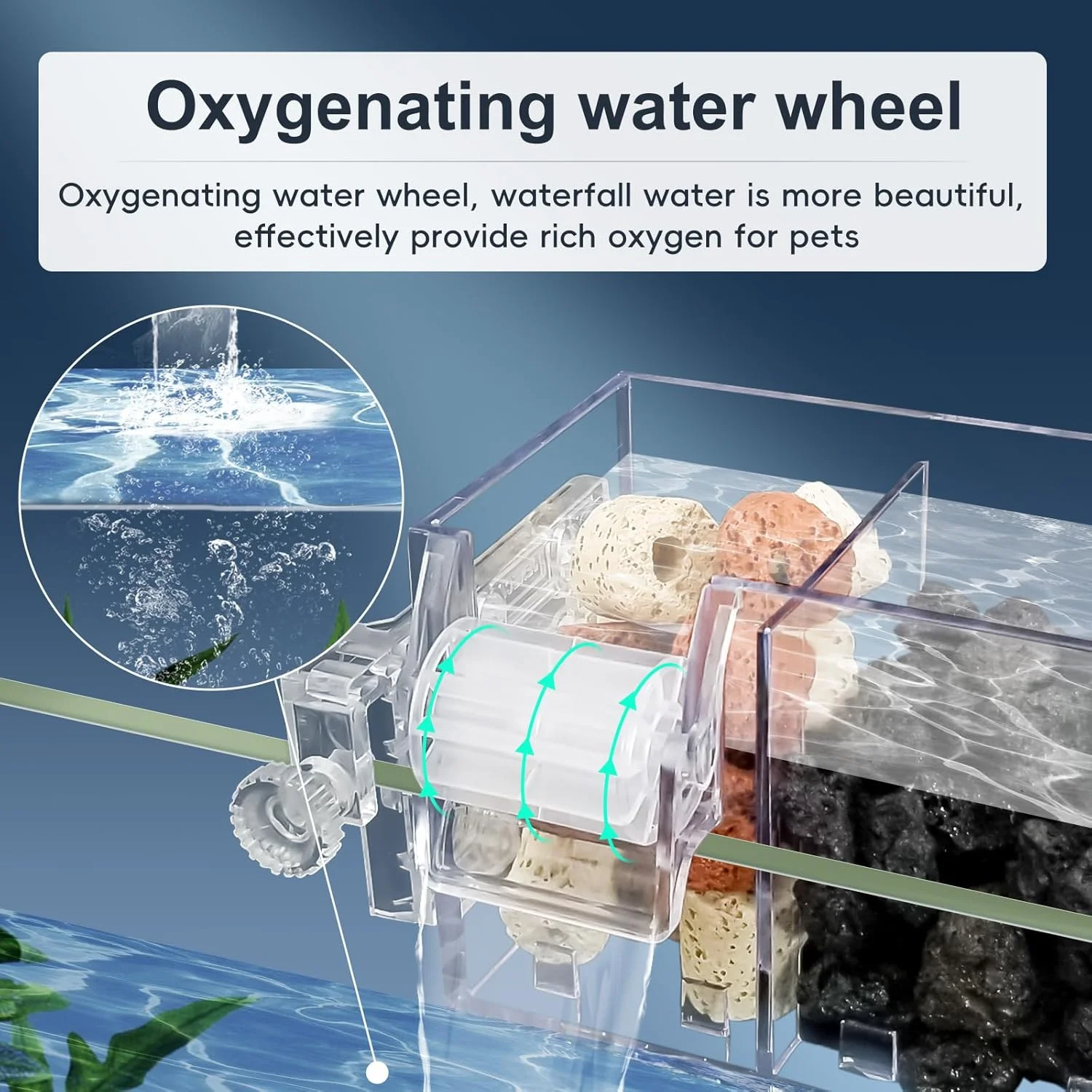 Aquarium Wall Mounted Filter 3-in-1 Oxygenated Silent Circulating Waterfall Wall Mounted Filter Drum Multi-layer Filter Drip Box