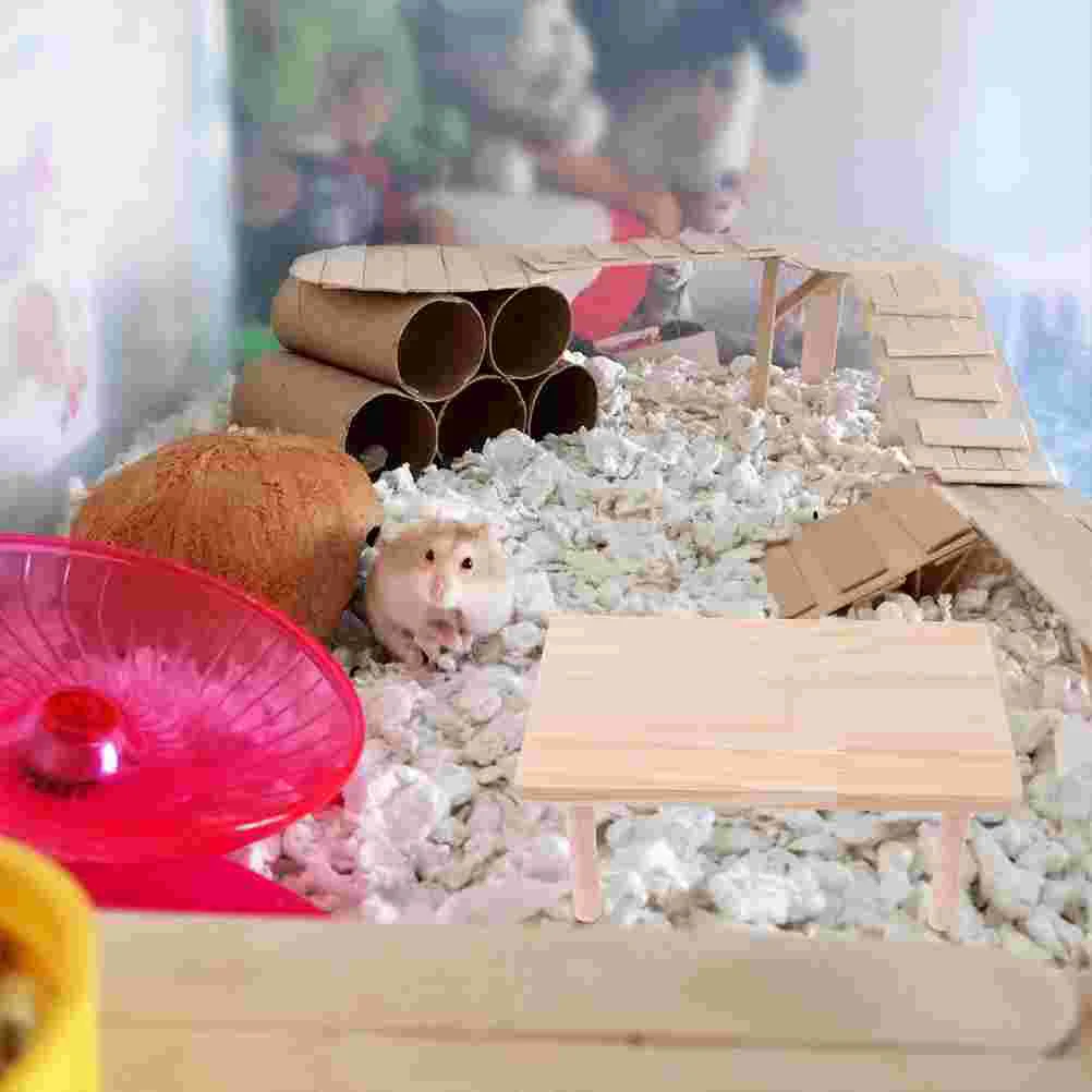 Hamster Cage Acrylic Large Hamster Platform Cage Acrylic Large Stand Toys Chew Parakeet Wooden Small Pet Plaything Ladder