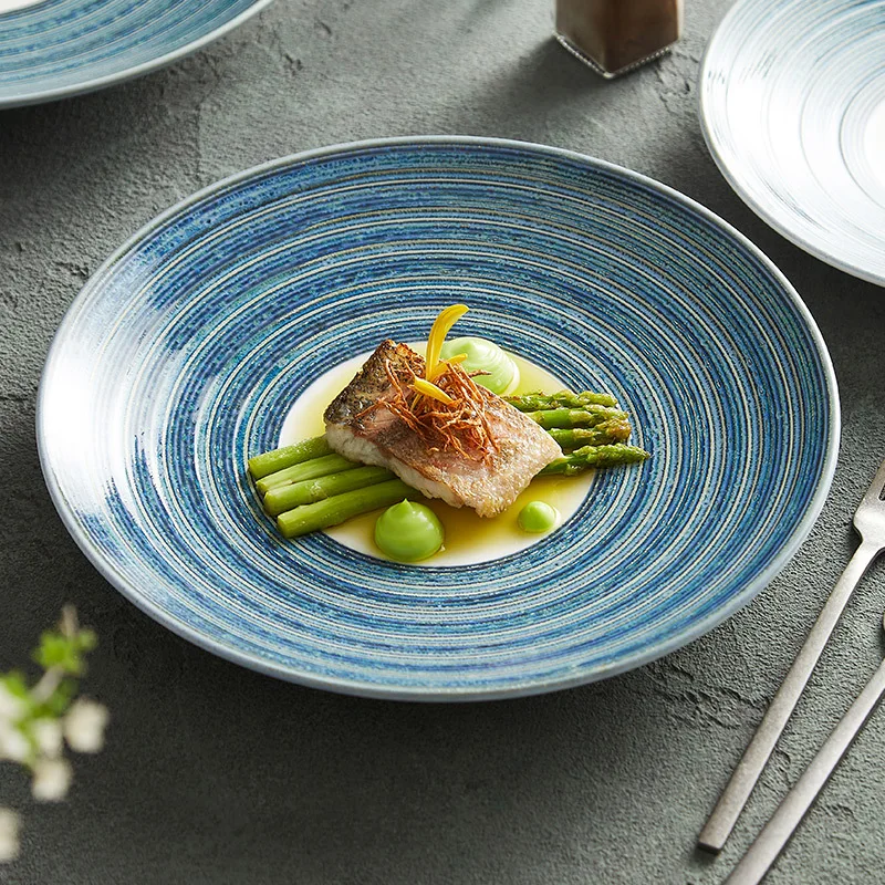 Starry Sky Kiln-Changed Ceramic Dinnerware Set - Japanese-Style Deep Bowls & Plates for Home/Hotel, Noodle/Soup/Pasta/Salad