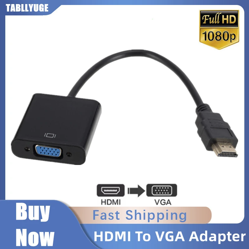 

TABLLYUGE HD 1080P HDMI To VGA Adapter Converter Cable HDMI Male To VGA Famale Digital Analog Converter for Tablet laptop PC TV