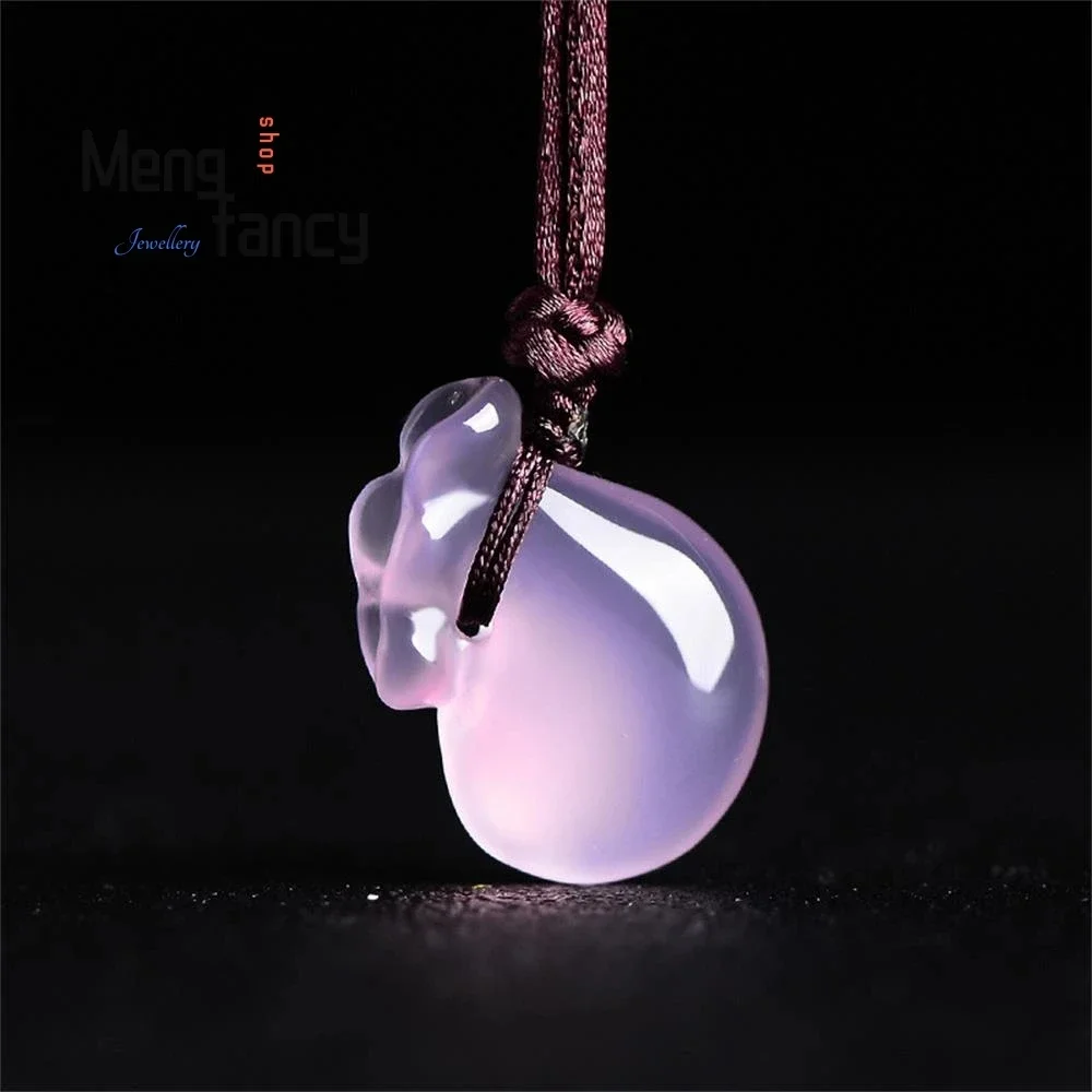 Natural Pink Chalcedony Ruyi Pendant Engraver Customized Vintage Elegant Holiday Gifts Men Women Fashion Jewelry Amulets Mascots