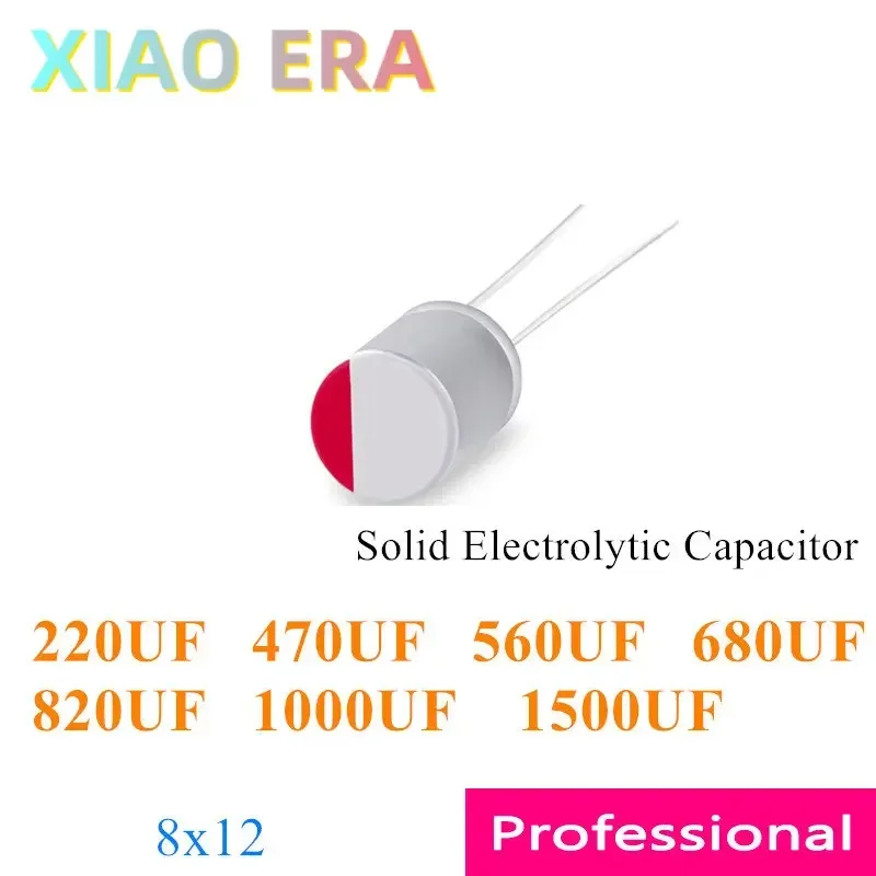 1000pcs 8*12 220UF 25V 470UF 560UF 680UF 820UF 16V 1000UF 10V 1500UF 6.3V 8x12 DIP Solid Electrolytic Capacitor