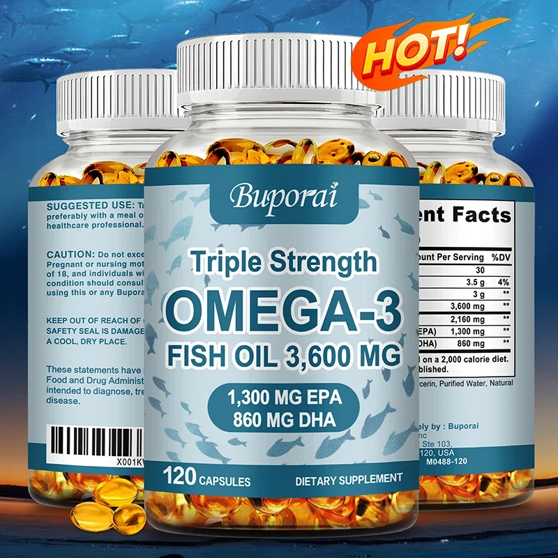 Omega 3 Fish Oil - for Nervous System, Skin and Hair Health, Antioxidants - Easy To SwallowSupplements