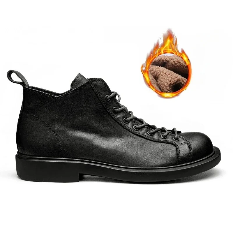 

Винтажные дизайнерские мужские ботинки ручной работы, модные мужские ботильоны на шнуровке, мужская зимняя теплая повседневная обувь высокого качества из натуральной кожи