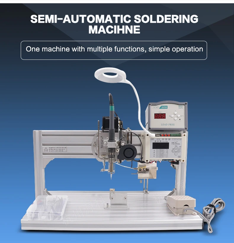 Semi automatic PCB circuit board wire soldering iron stations solder cable machine