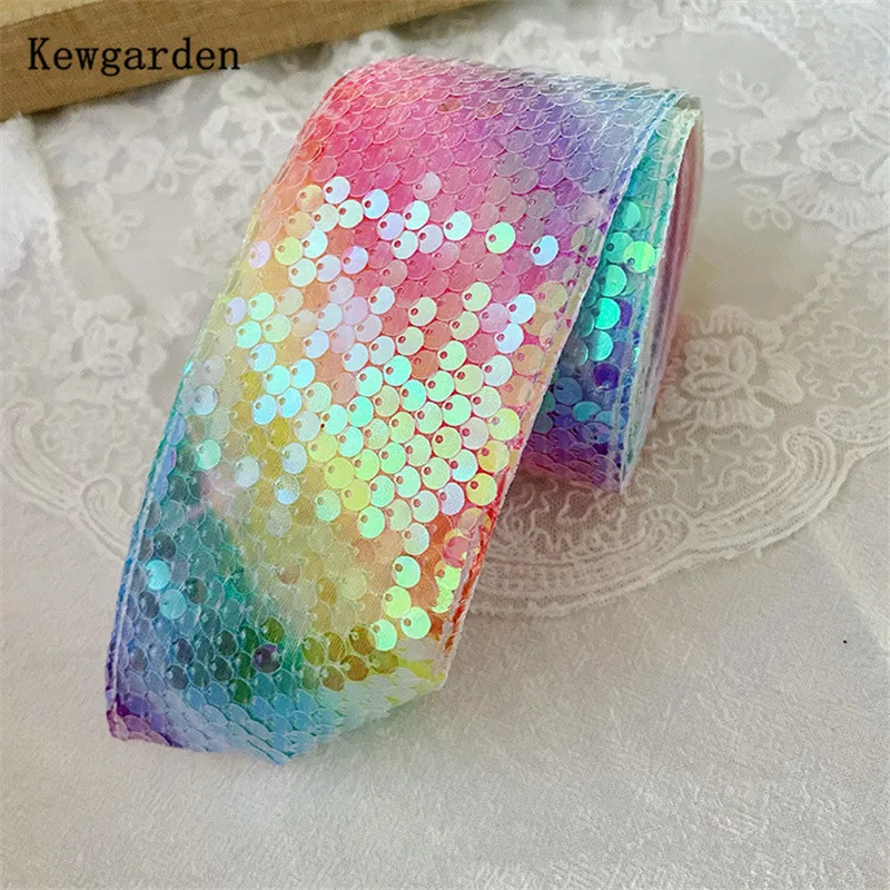 Kewgarden Glitter Ribbon 6cm DIY Handmade Butterfly Hair Accessories for Children 11 Yards Sparkling