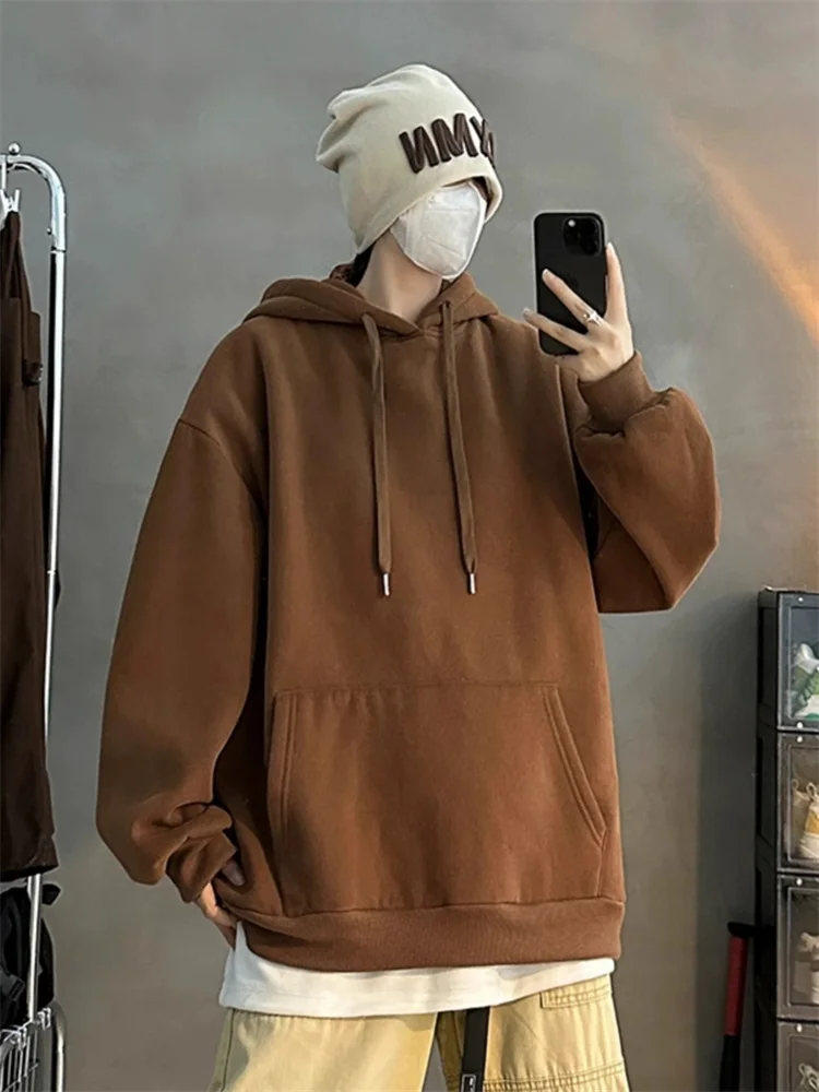 

Retro Japanese Sle Hoodie Men's Spring Autumn Loose Fit Heavyweight Hardwearing Couple's Jaet Large Size Topwear