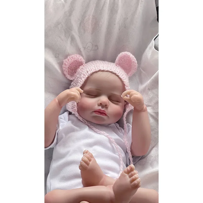 

19inch Bebe Doll Sleeping Loulou Newborn Size Baby Doll Reborn Baby Dolls Hand-painted 3D skin multiple Layers Visible Veins