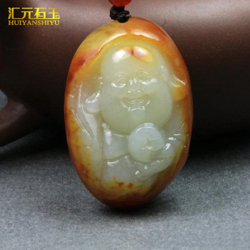 Xinjiang Hotan Seed Material Guanyin Buddha Raw Stone with Skin Jade Pendant Jadeite Ornament