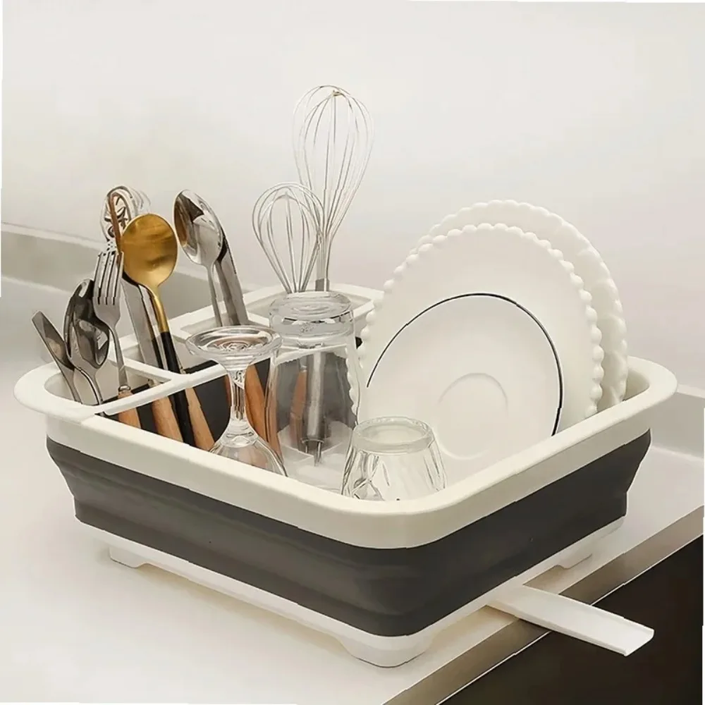Foldable Bowl Rack,portable Kitchen,RV,camper Van,and Travel Trailer Cutlery Drain Storage Box,space Saving Kitchen Storage Tray
