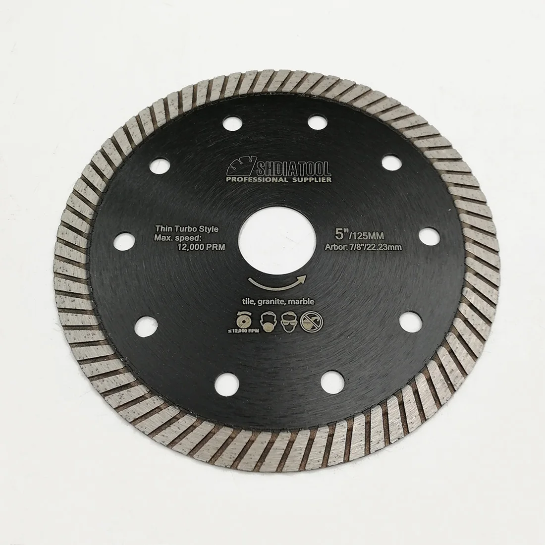 SHDIATOOL 5pcs 125mm Diamond Saw Blade Sets 5inches Mesh Turbo Superthin Cutting Disc Angle Grinder Cut Tile Marble Ceramic