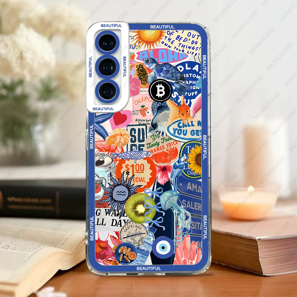 Etui na telefon Samsung Galaxy S20 S21 S22 S23 S24 FE Plus Ultra A54 A53 A52 A34 5G TPU Soft Cover Cute Girl Style Stickers