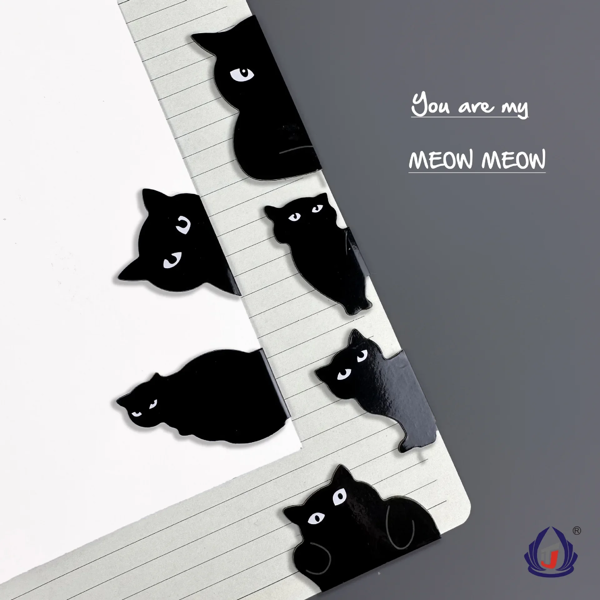 Kawaii Black Cat Unique Design Bookmark Set Magnetism Premium School Supplies Different Shapes Lightweight Office Accessories