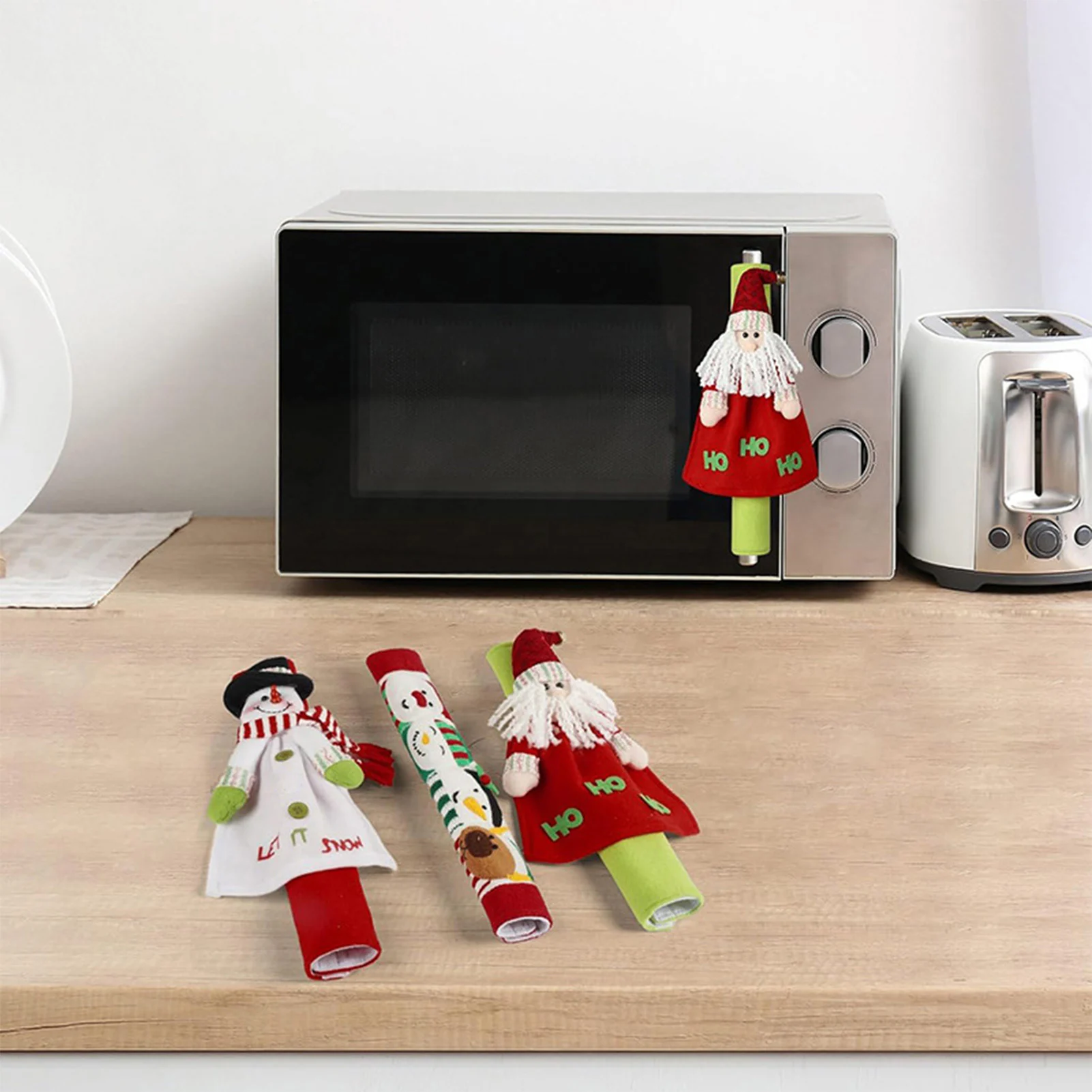 Christmas Refrigerator Handle Covers Refrigerator Handlebar Protective Sleeves for Christmas Celebration Goods