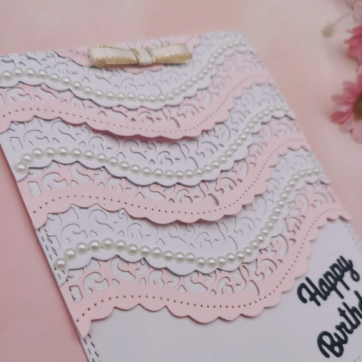 Hollow Lace Wavy Edge Greeting Card Border Cutting Knife Die Embossing Carbon Steel Mold Christmas Greeting Card Making Tool