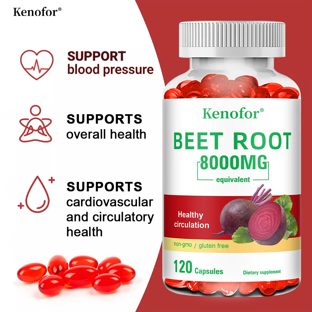 Beetroot Powder Extract Capsules - With Black Pepper for Nitric Oxide, Heart & Blood Pressure Health, Energy & Endurance Support