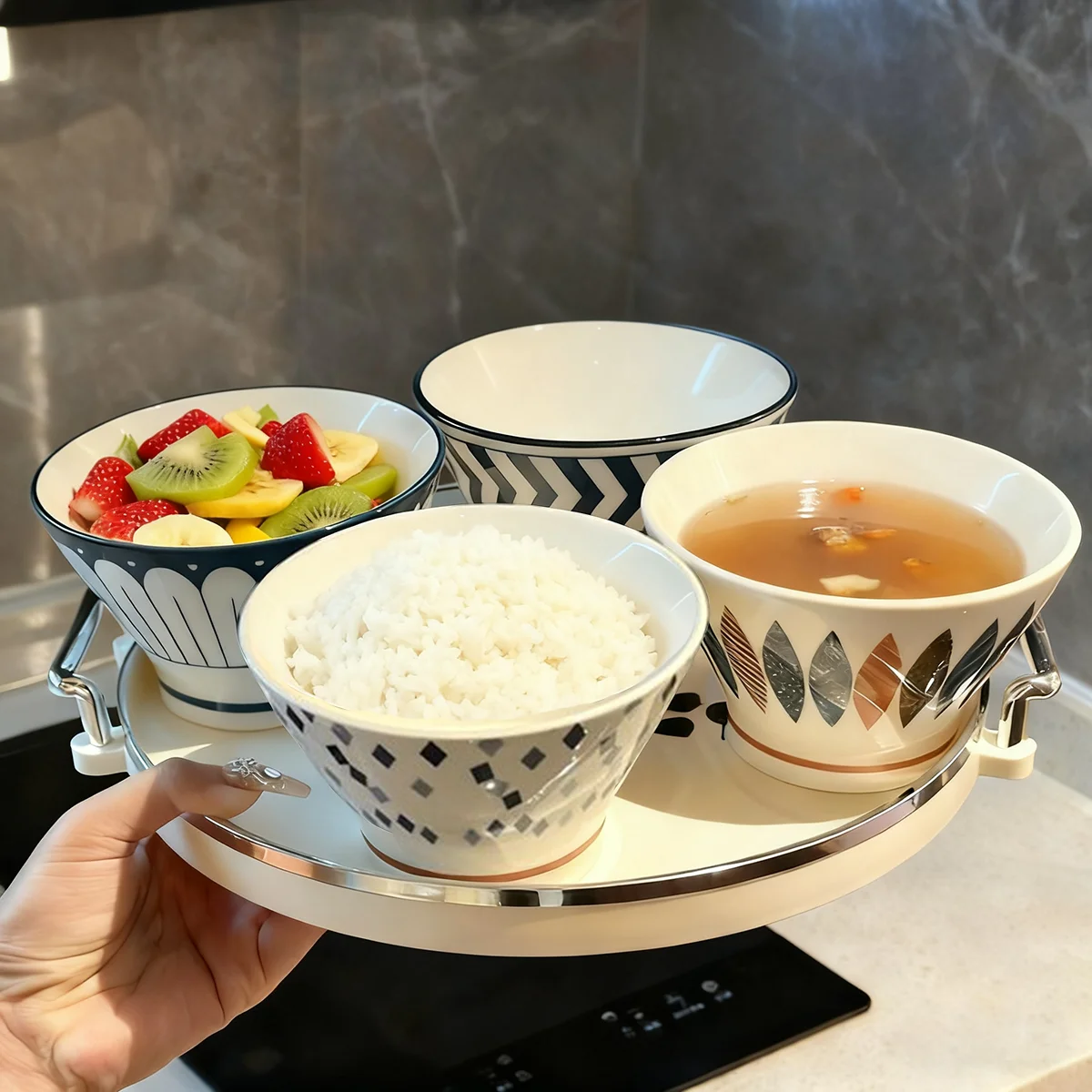 4/5 Pcs Japanese Minimalist Cone Bowls Multi-Purpose for Pasta/Soup/Salad Oven & Microwave & Dishwasher Safe