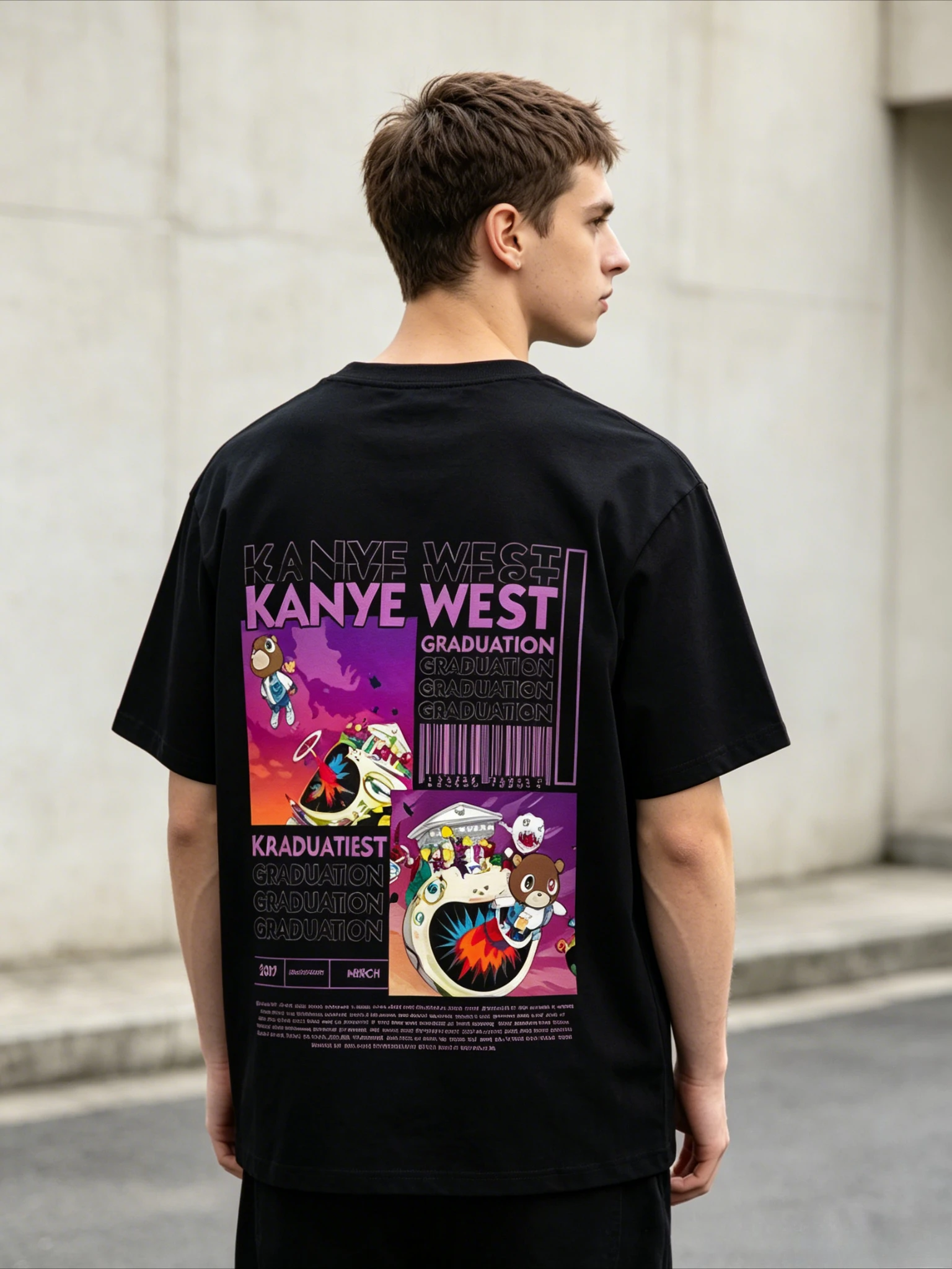 2026 Front & Back Cartoon Character Graphic Tee Unisex Cotton Crew Neck Short Sleeve Tshirt Hipster Casual Tops