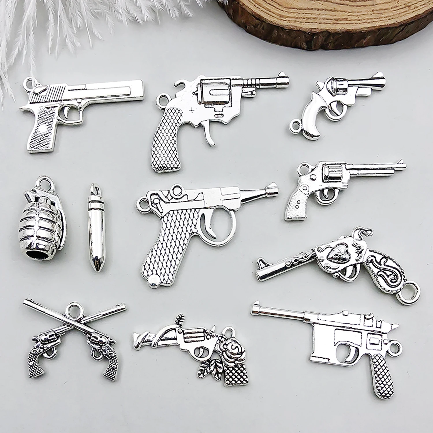 22pcs Alloy Antique Silvery Toy Gun Pendant Jewelry Making DIY Earrings Charms for Jewelry Bracelets Necklace