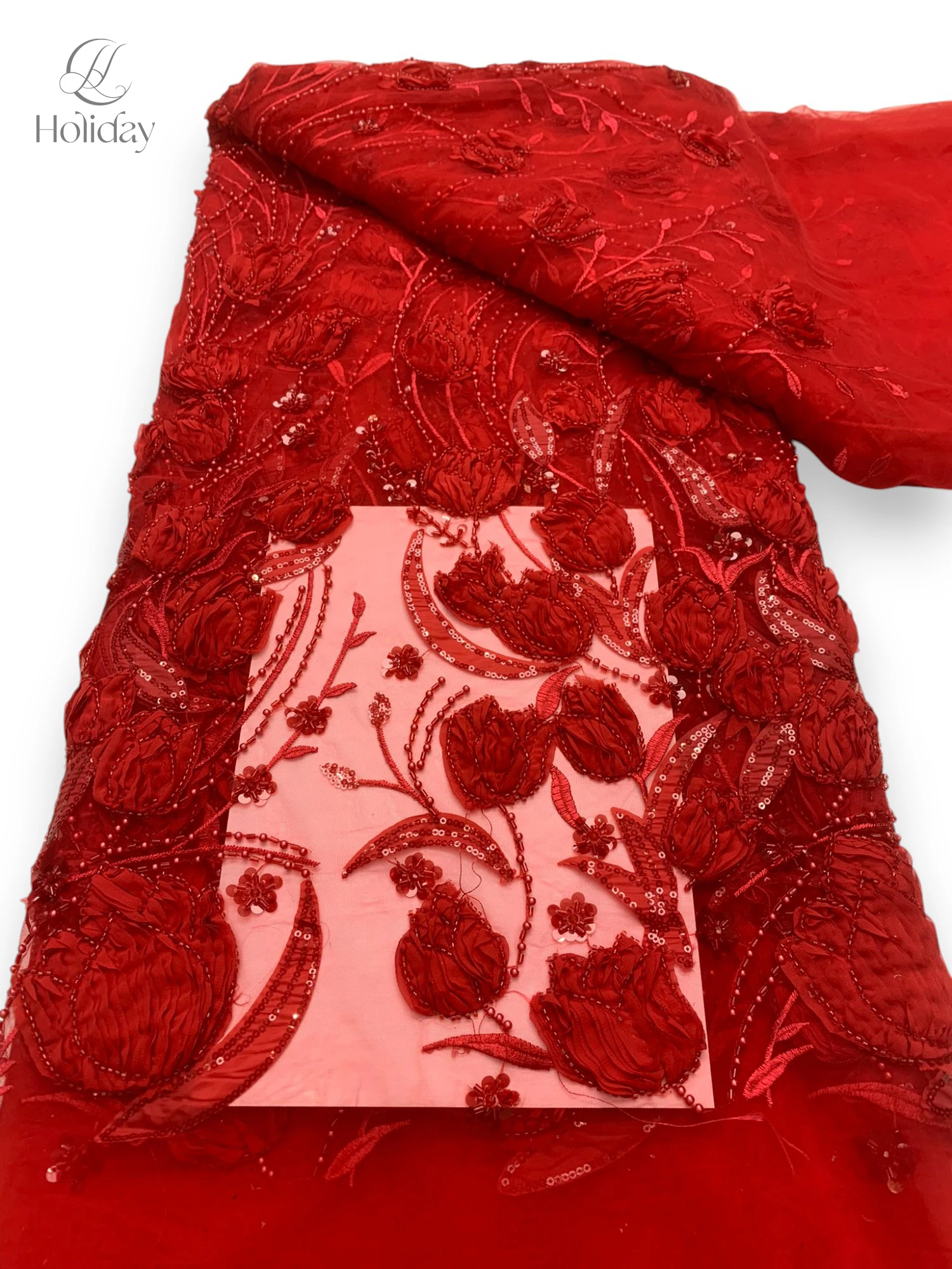 

2025 New Hot selling item 3D Embroidery Flowers Vine Beads Beads Tube Beads Decorative Clothing Accessories Lace fabric