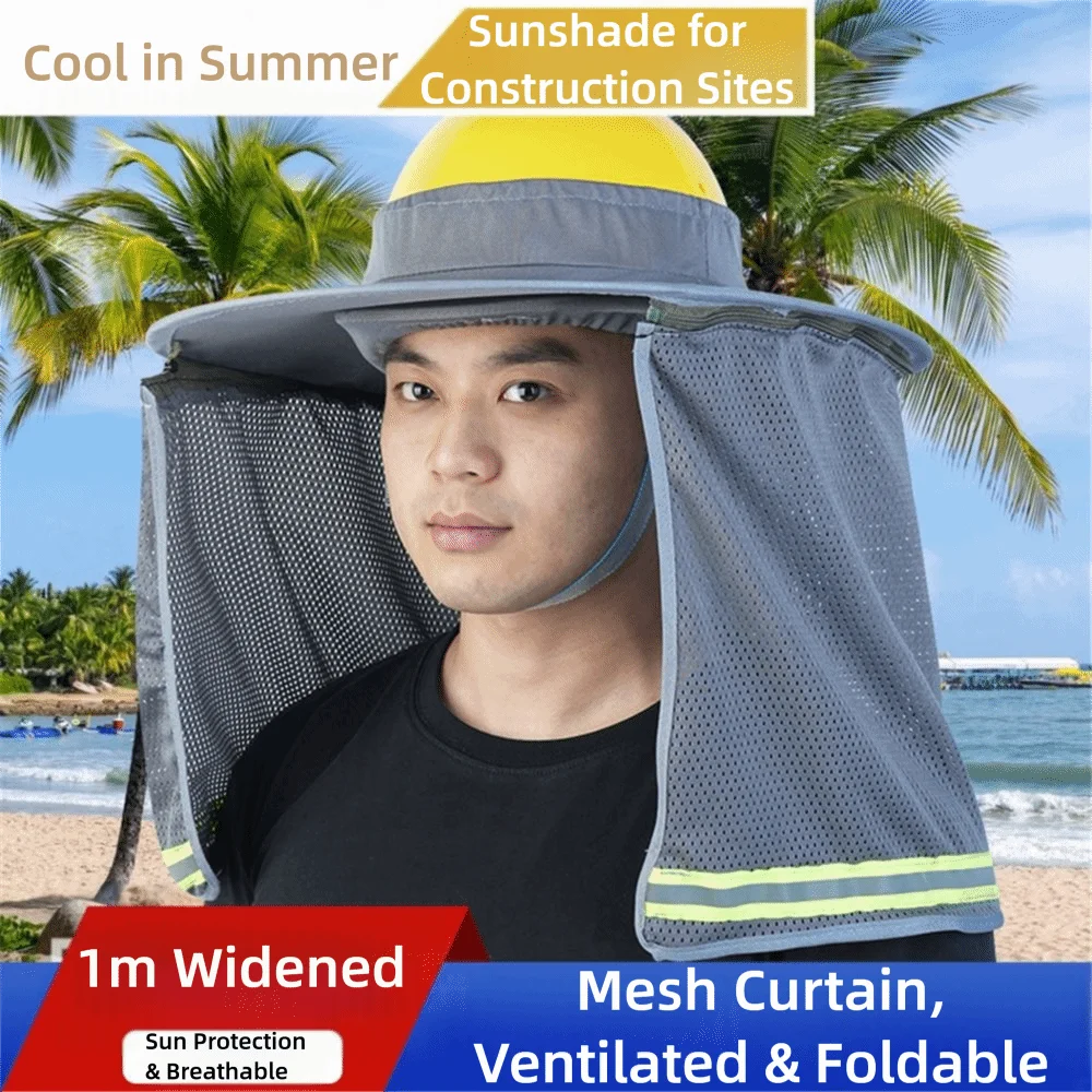 

With Reflective Stripe Safety Hat Cap Visor Breathable Sun-proof Summer Sunshade Foldable Face and Neck Protection