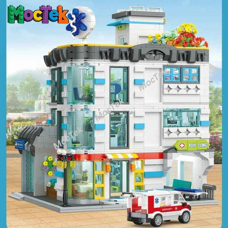 

General Hospital 2866pcs Building Blocks Model JJ9211 Street View Educational Assembly Decor Toy for Kids