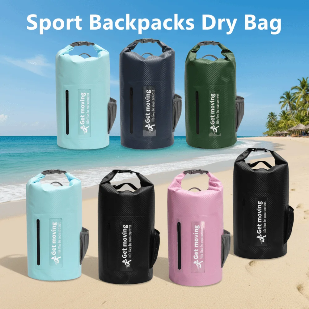 

20L Waterproof Dry Bag Large-Capacity with Shoulder Straps Swimming Bucket Bag Foldable Lightweight Beach Backpack