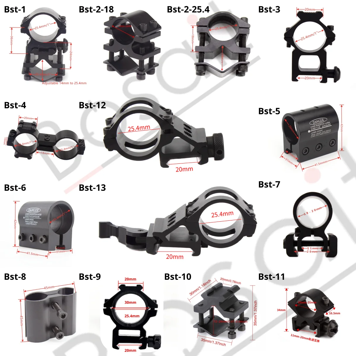 Tactical 1 \'\'Ring Scope Mount latarka laserowa lufa Picatinny do montażu na szynie 1 calowy uchwyt pierścieniowy